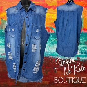 Thrill Distressed Sleeveless Top 2X NWOT